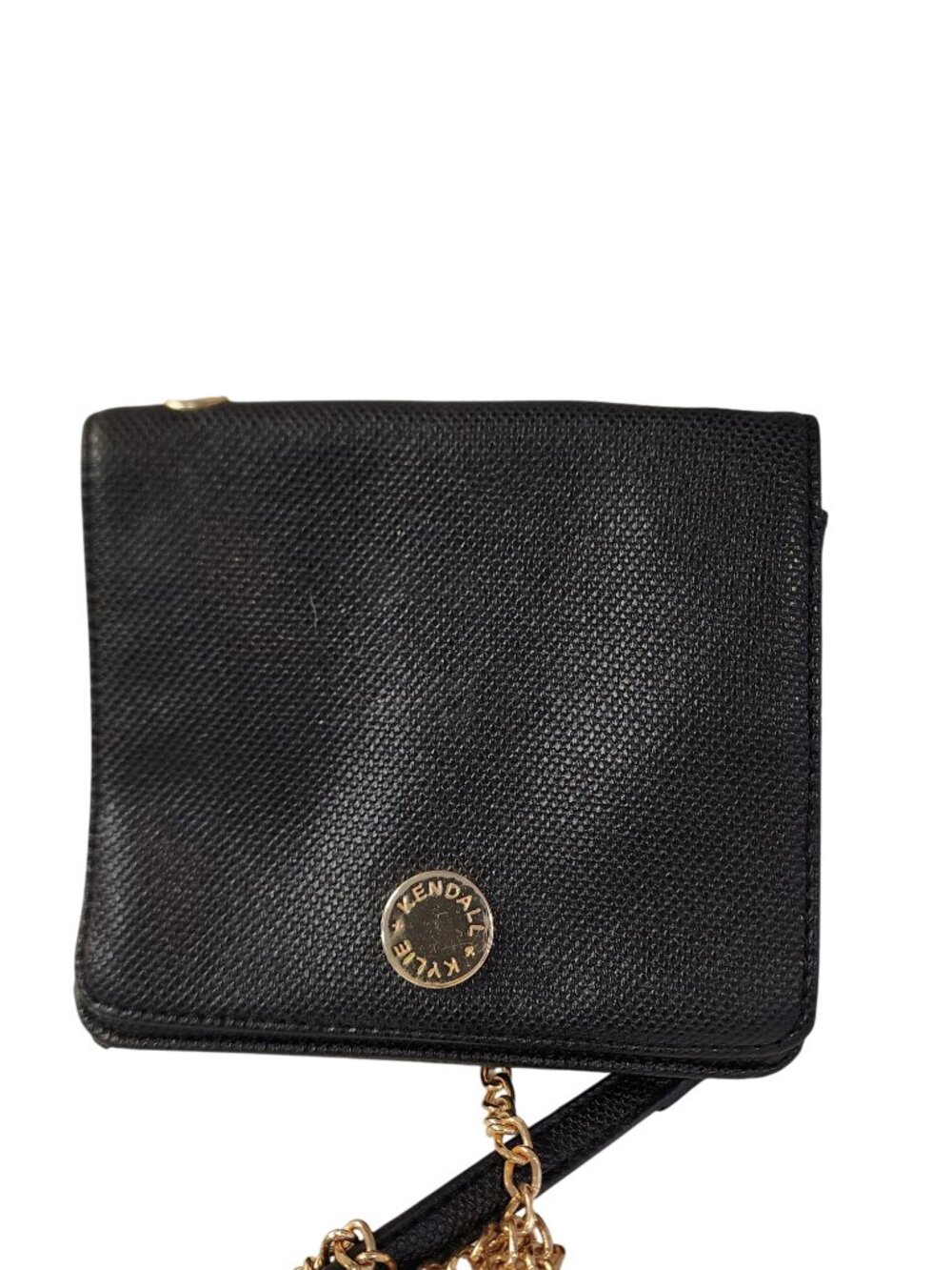 Kendall + Kylie Crossbody textured micrograin Faux leather and a gold-tone butto